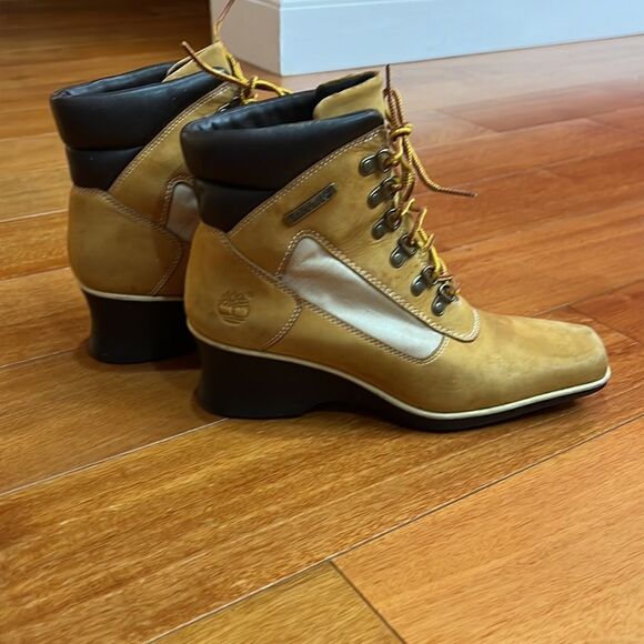 Timberland Vintage Rare Women’s Wheat Chukka Wedge Heel Booties Size 7 - Picture 3 of 7